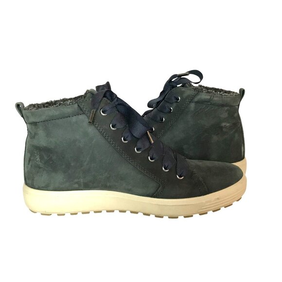 ECCO Gore-Tex Ankle Boots Gray Leather Mens Size 8/39 Winter Warm Shoes - Picture 3 of 11